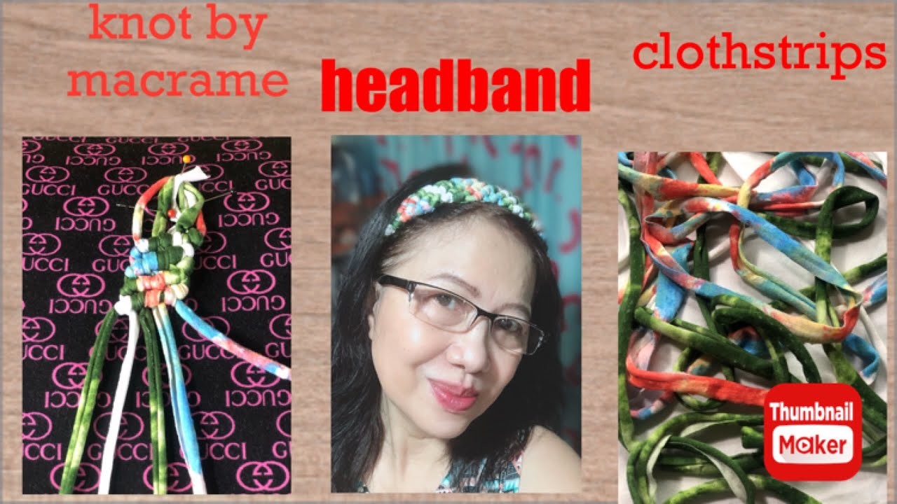 Beautiful headband by macrame using clothstrips#macrame#fabricscraps