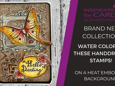 Brand new collection: vintage butterly card with watercoloring