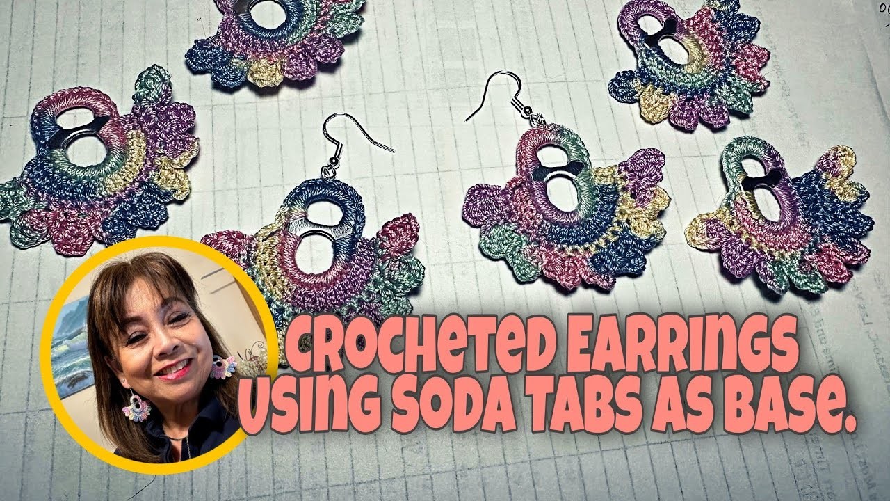 Crocheted Earrings (variation) Using Soda Tabs as Base