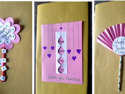 DIY - 3 Beautiful Teachers day card.Last Minute Teachers card making ideas.Handmade gift cards