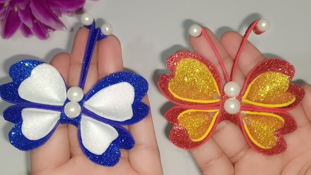 DIY-how to make glitter foam  sheer butterfly ????. handmade