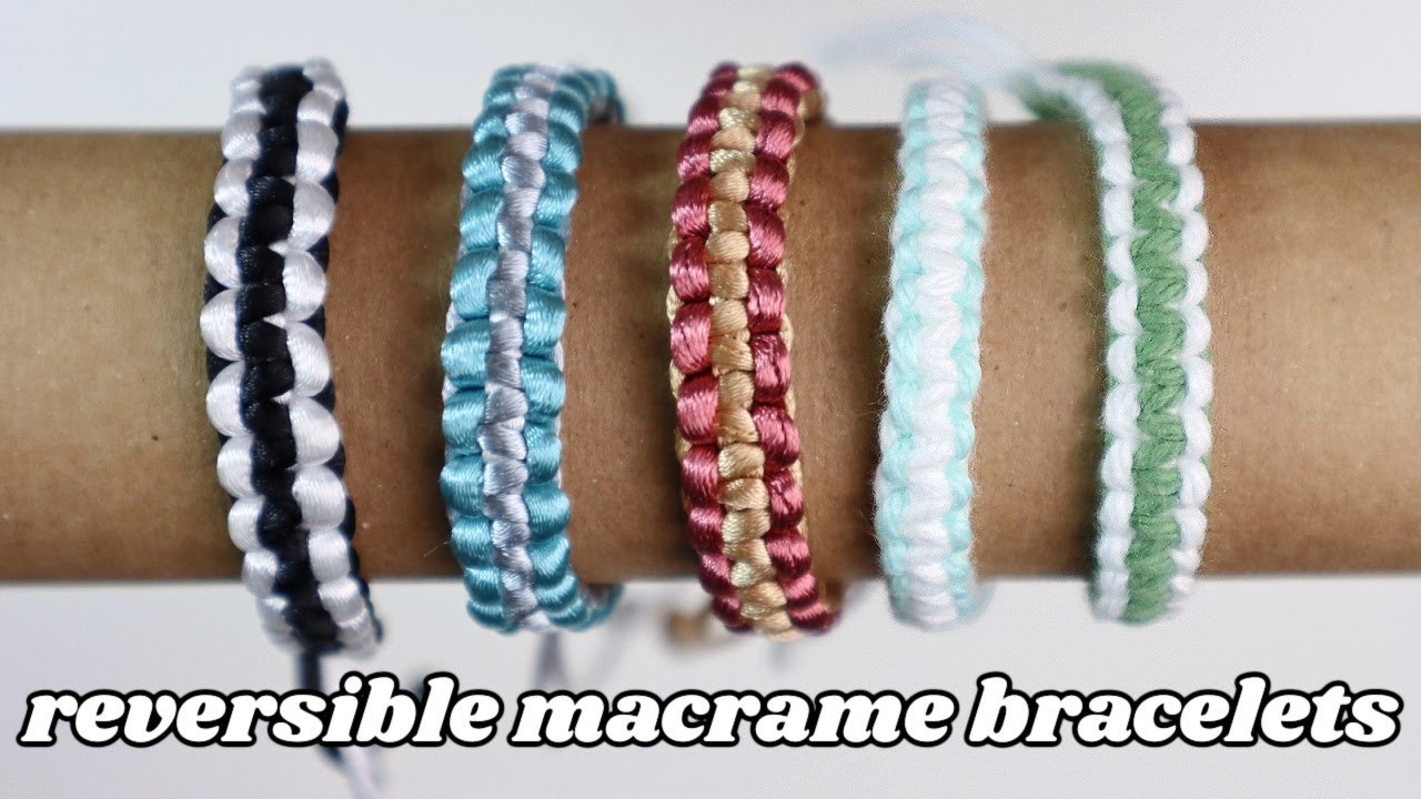DIY Macrame Square Knot Bracelet REVERSIBLE Step By Step