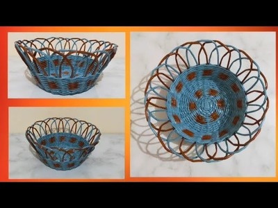Diy; Multiporpose Storage Tray.Weaving Basket.Handmade Paper Craft Ideas.