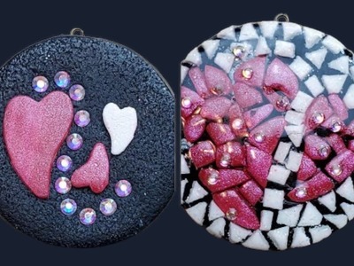 Easy, Polymer clay mosaic style pendant.keychain
