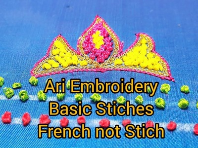 French knot Stitch in Beginners. Aari Work Embroidery Design #tutorial #easy #aariwork #embroidery