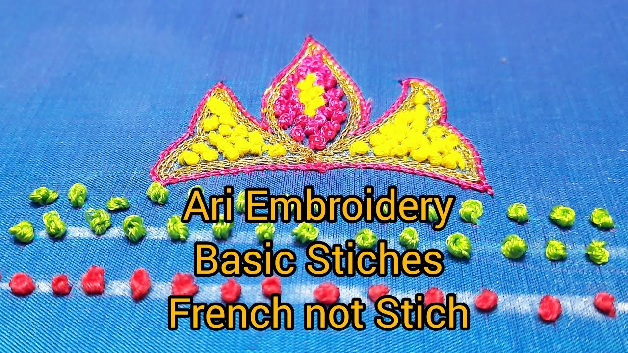 French knot Stitch in Beginners. Aari Work Embroidery Design #tutorial #easy #aariwork #embroidery