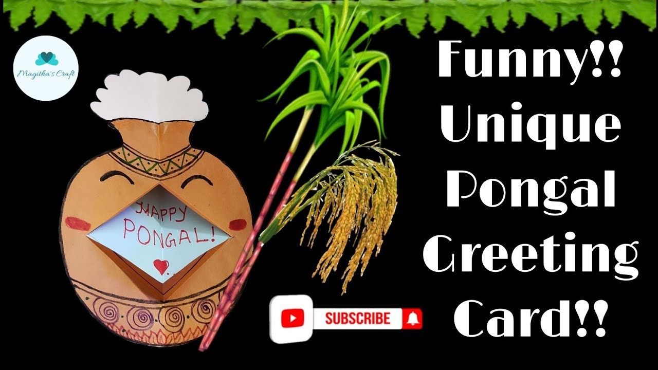Funny!! Unique Pongal Greeting Card | Handmade Festival Card | DIY Pongal Pot Card