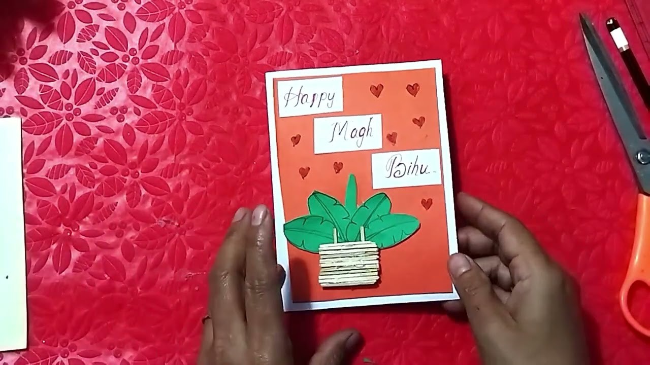 Handmade Magh Bihu card| DIY Meji card l Easy Magh Bihu card making|