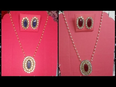 Handmade necklace and earring | radhe jewellery making using satin tape | handmade fabric necklace