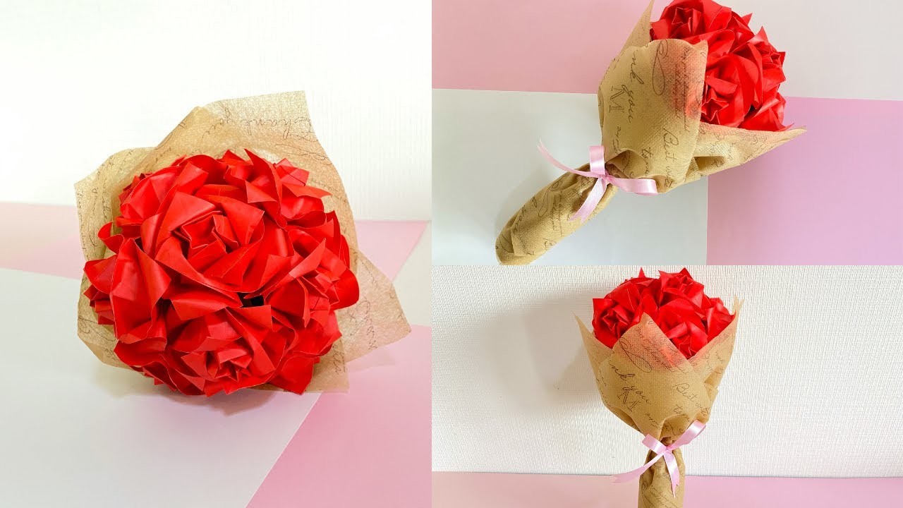 Handmade Paper Rose Bouquet for Valentine || Origami Rose