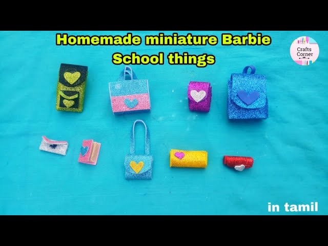 Homemade miniature Barbie School things.#craftscorner #diy #barbie #schoolthings #miniature #paper