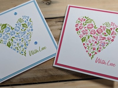 How to make a simple valentines.wedding.anniversary card using the Country Bouquet stamps Stampin Up