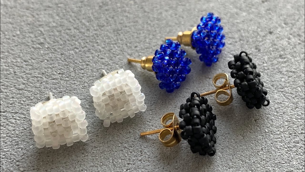 How to make square beaded earrings using the technique Right Angle Weave RAW