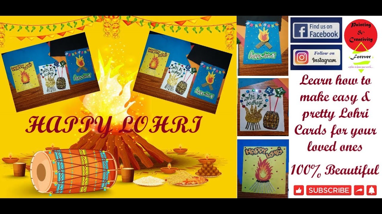 Lohri Special.Happy Lohri.Learn to make handmade cards on Lohri.Easy card for Lohri.Lohri Cards