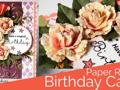 Paper Rose Birthday Card. Handmade Birthday card