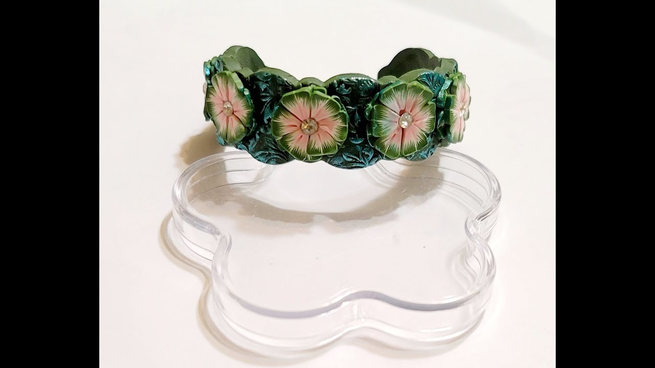 Polymer Clay Flower Cuff Bracelet