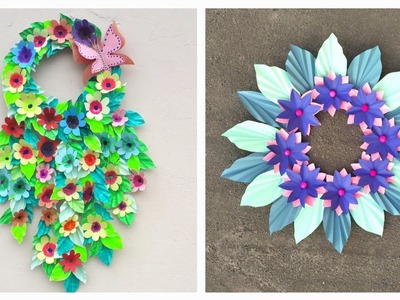 Two beautiful paper flower wallhanging.easy paper walldecor.handmade paper craft #a4paper