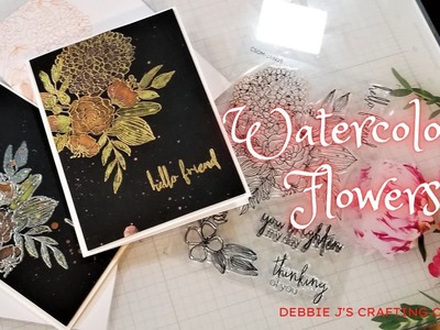 Watercolor Flowers featuring the Hydrangea Bouquet Clear Stamp of the Month from Spellbinders