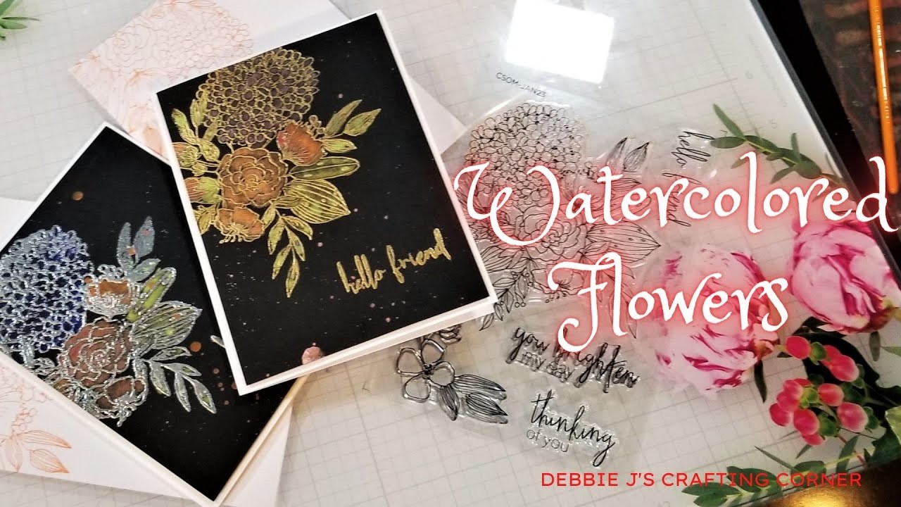 Watercolor Flowers featuring the Hydrangea Bouquet Clear Stamp of the Month from Spellbinders