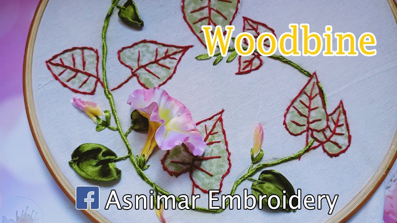 Woodbine Flower Ribbon Embroidery Design & Tutorial