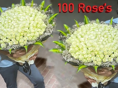 100 roses arrange flowers Bouquet. || flower wrapping techniques || Flower Bouquet arrangement