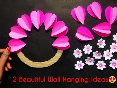 2 Quick and Easy Paper Wall Hanging Ideas| Paper Flower Wall Decor| Cardboard Reuse | Room Decor DIY