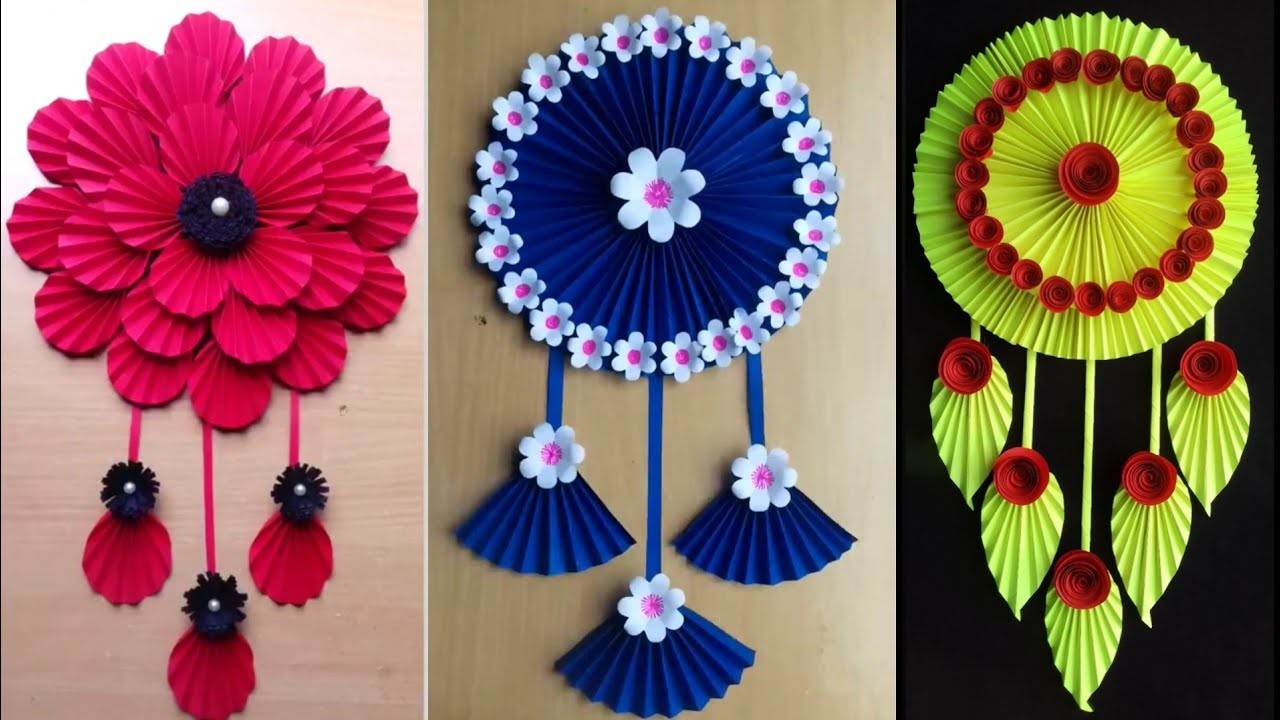 3 Very Beautiful Wall Decor Ideas | Easy Paper Flower Wall Hanging Ideas | Paper Crafts