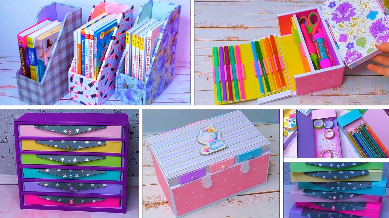 Amazing cardboard crafts. How to make a pencil case and storage organizer