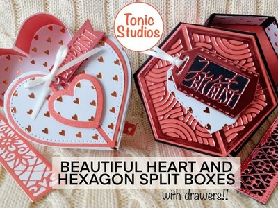 Beautiful Heart and Hexagon Split Boxes with Drawers - TONIC STUDIOS