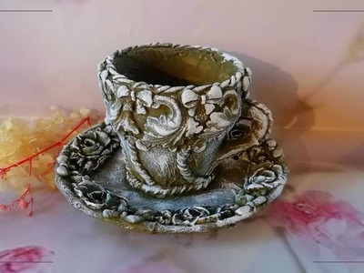 Cup and saucer craft idea - DIY home decor craft - modelling clay craft