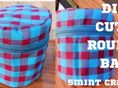 DIY Round Bag.Pouch ll makeup pouch bag design ll 5mint craft ll easy sewing method ll