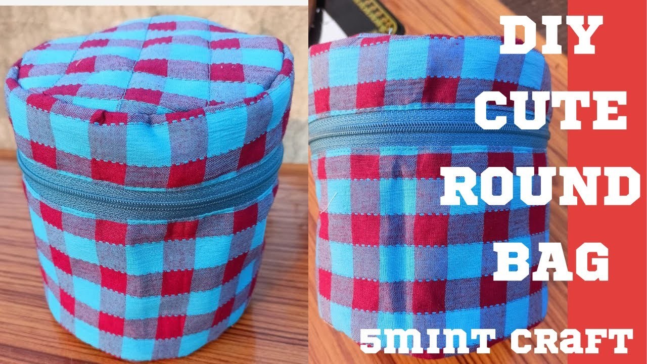 DIY Round Bag.Pouch ll makeup pouch bag design ll 5mint craft ll easy sewing method ll