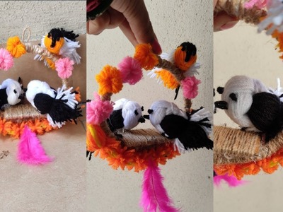 DIY wollen bird hanging ideas |yarn bird craft |How to make bird |best out of waste |