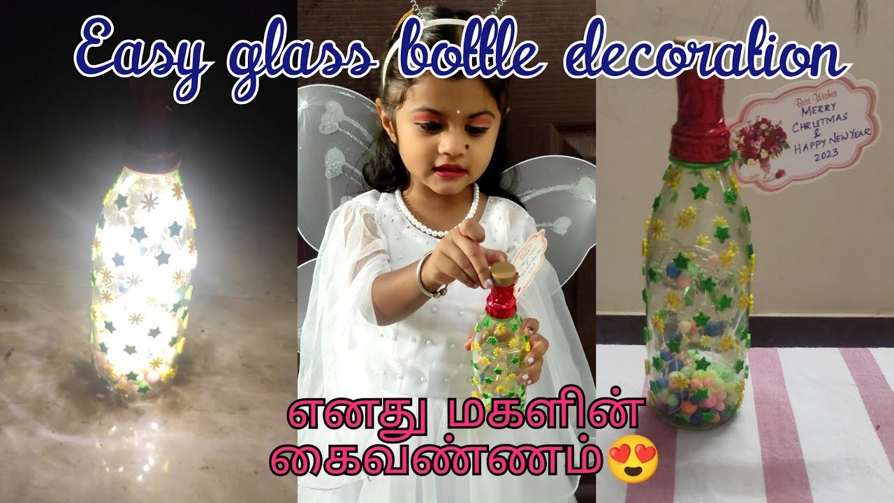 Easy glass bottle decoration with my daughter | DIY gift ideas | Craft activities for kids