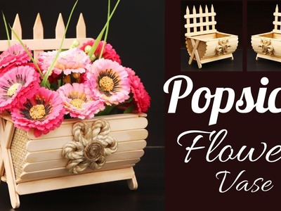 How to make a flower vase with jute and popsicle sticks | Handmade Flower Pot | DIY Home Decoration
