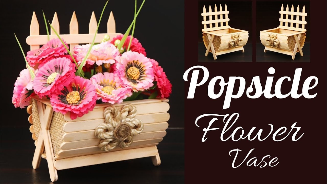 How to make a flower vase with jute and popsicle sticks | Handmade Flower Pot | DIY Home Decoration