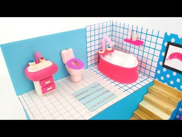 How to make Miniature House made with cardboard and polymer clay. DIY Crafts Polymer clay tutorial