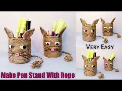 How To  Make Pen Stand With Jute Rope | How To Make Pencil Holder With Bottle | Diy Craft Ideas