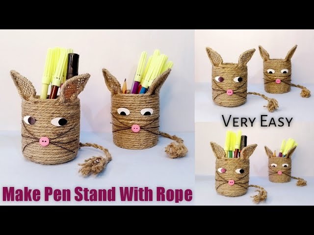 How To  Make Pen Stand With Jute Rope | How To Make Pencil Holder With Bottle | Diy Craft Ideas