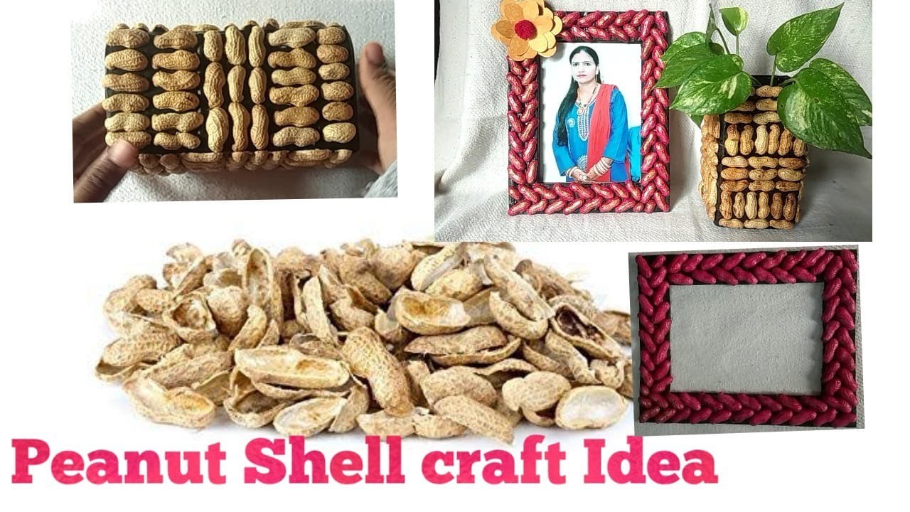 Peanut shell craft idea |peanut shell Reuse | DIY Photo frame by peanut shell | Home decoration |