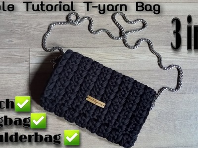 Tutorial Tas Rajut Tyarn 3in1 | Easy Tutorial Tyarn Bag for Begginer