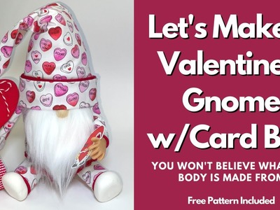 Valentines Day Gnome.Gnome with Arms and Legs.No Sew Gnome