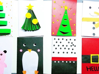 8 top easy Christmas cards. cartoon greeting cards for kids DIY greetings cards