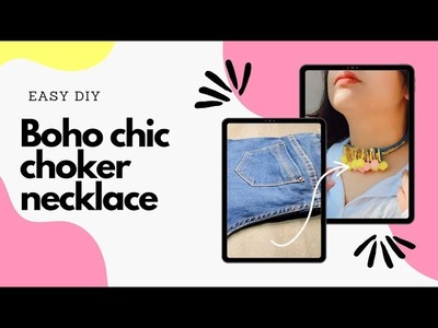 Boho chic choker necklace|easy diy|choker at home|handmade necklace
