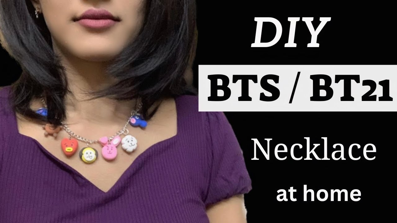 BTS. BT21 Necklace ????✨. How to make Bts necklace. bts jewellery at home. save money