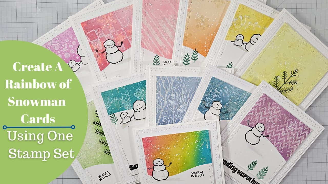 Create A Rainbow of Snowman Cards Using One Stamp Set