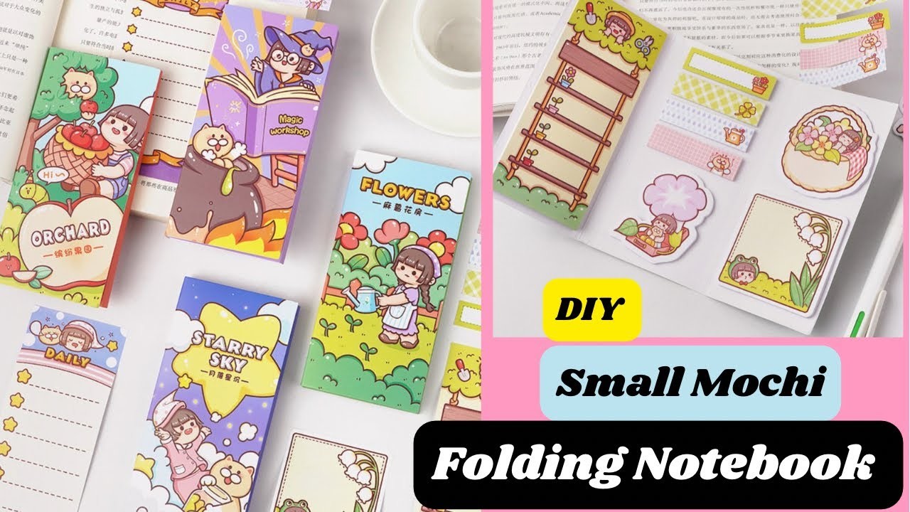 DIY Kawaii Folding Notebook. DIY Small Mochi Folder Memo Pad. Easy Paper craft
