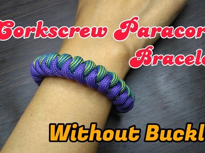 Diy simple paracord corkscrew bracelet without buckle