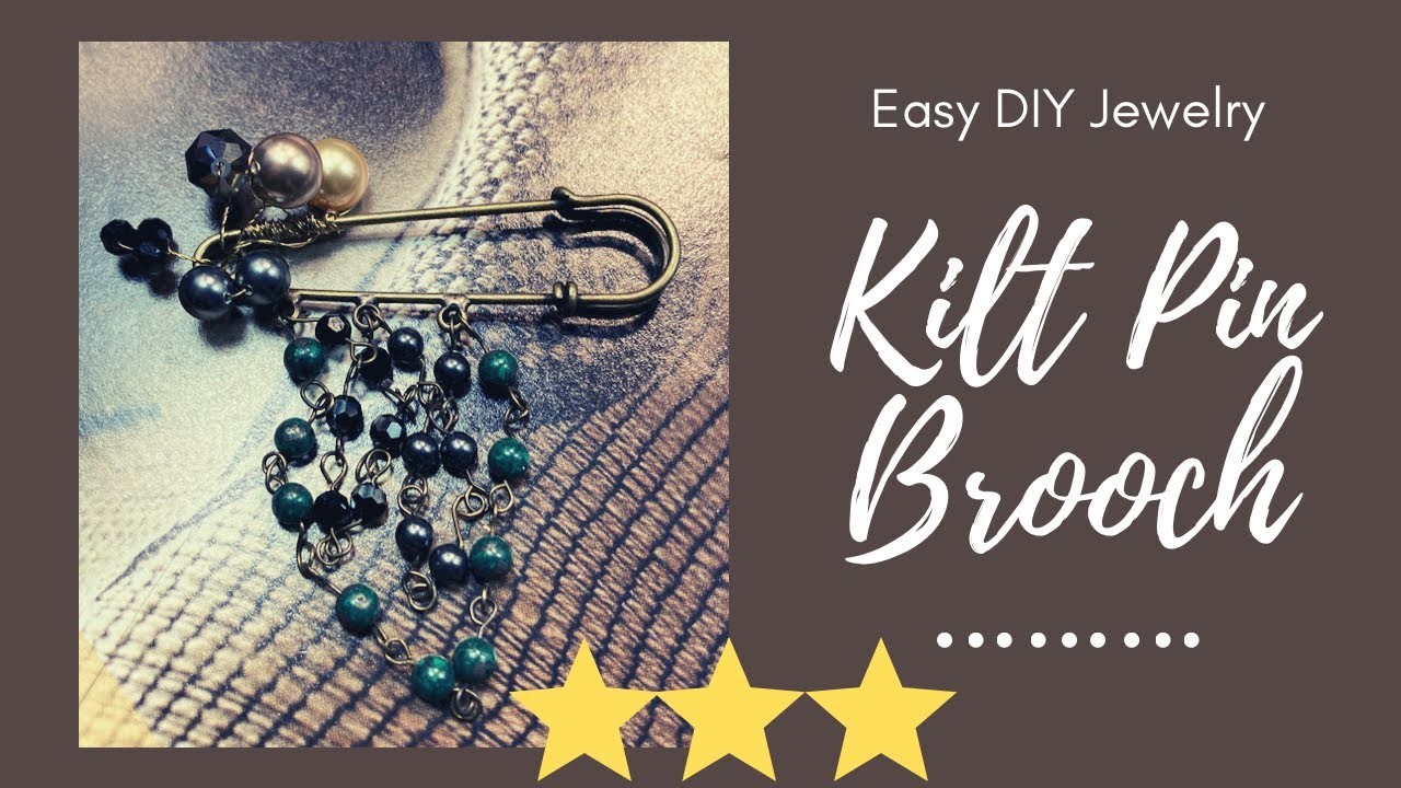 Easy DIY Jewelry: Kilt pin Brooch. Pearl & Gemstone Brooch. Gemstone Kilt pin Brooch