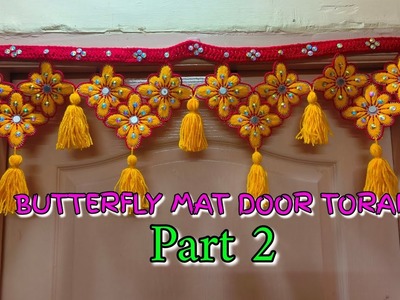 Easy door hanging toran | part 2 giveaway !! butterfly mat with woolen door toran @uma craft world